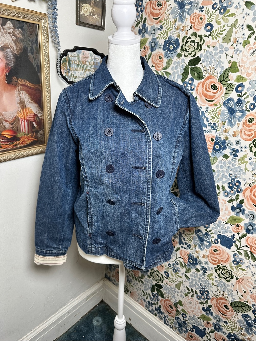 Y2K Liz Claiborne Denim Double-Breasted Women’s Jacket - Blue